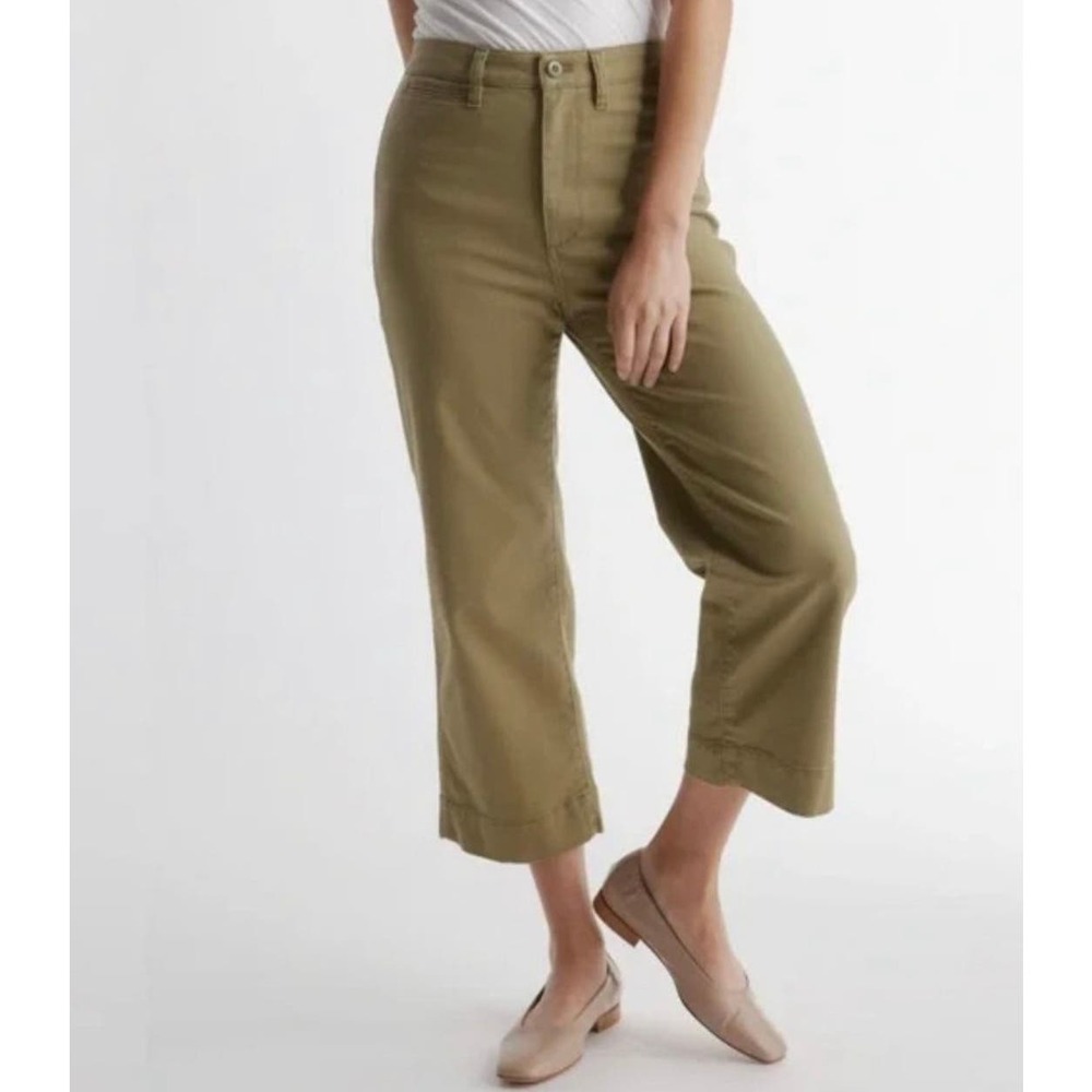 Quince Olive Wide-Leg Crop Pants